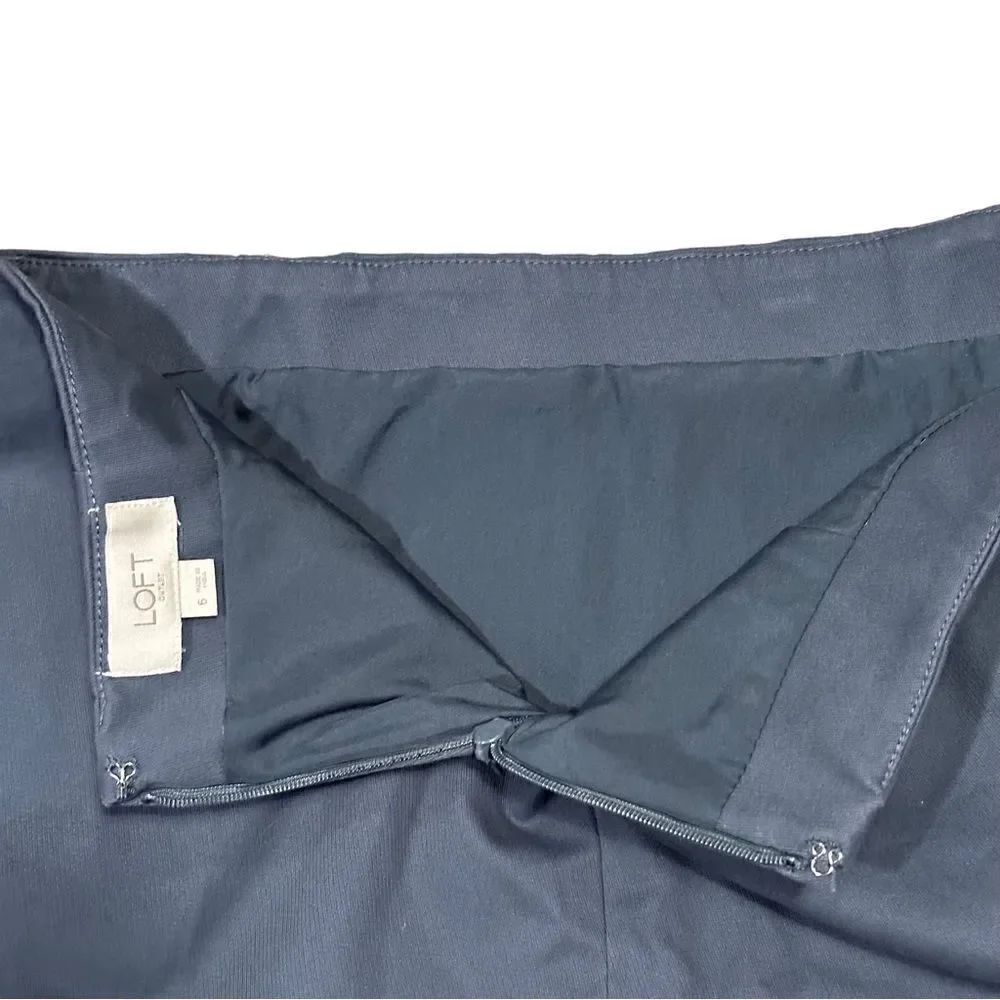 Loft Solid Blue Double Front Zip Shift Skirt - Picture 4 of 4